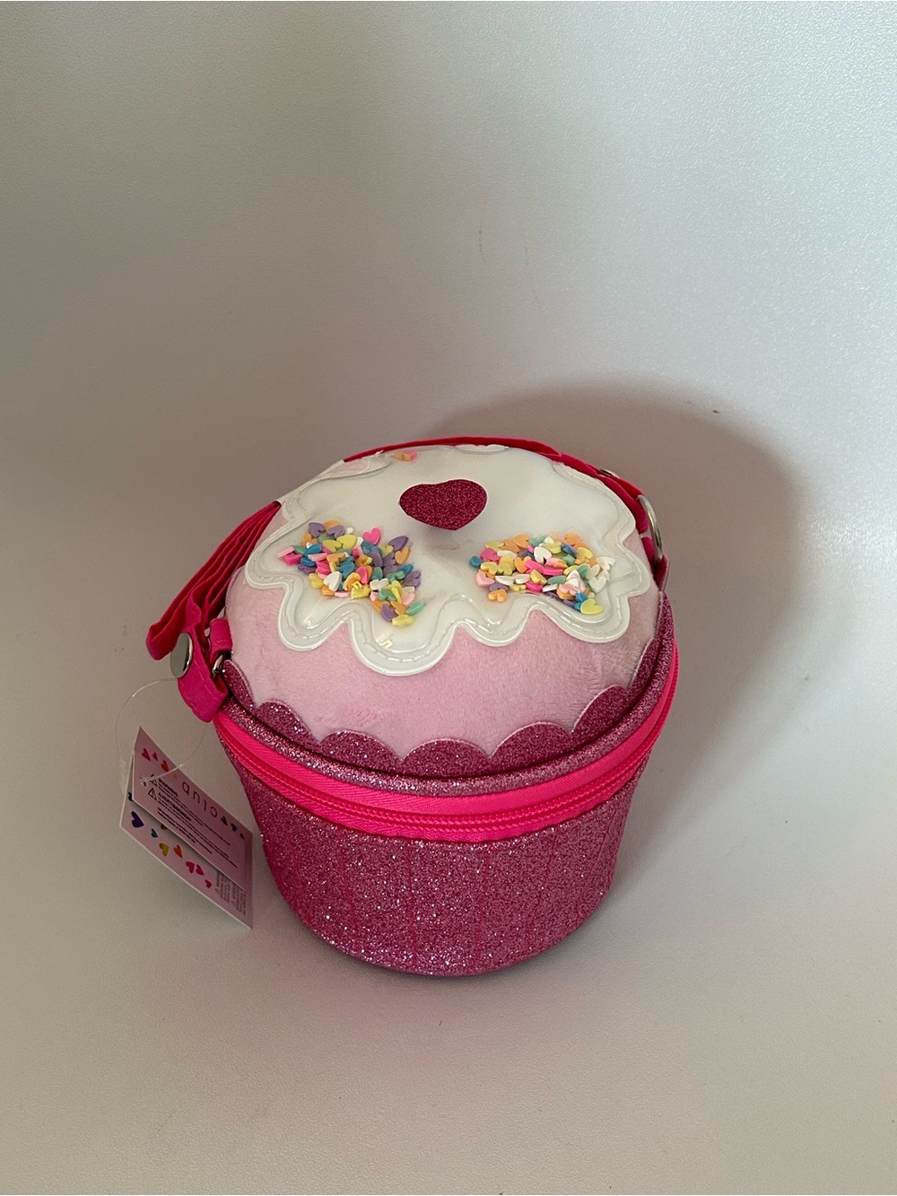 Claire's Pink Glitter Cupcake Purse with Sprinkles + Sparkle